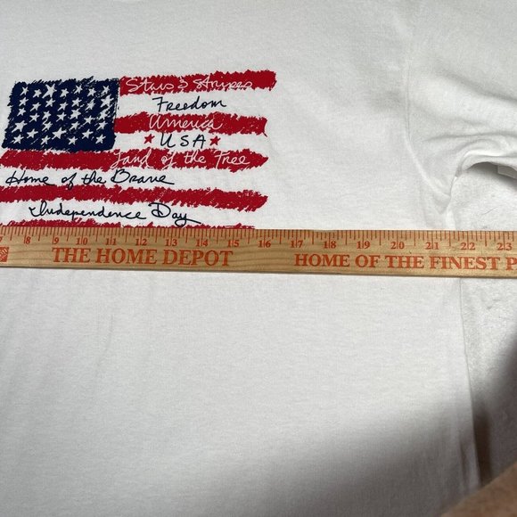 Jerzees Womens Patriotic Short Sleeve T Shirt Size L White American Flag Freedom - Picture 8 of 9